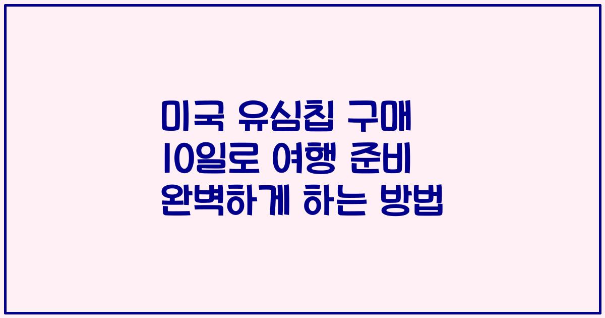 미국 유심칩 구매 10일로 여행 준비 완벽하게 하는 방법