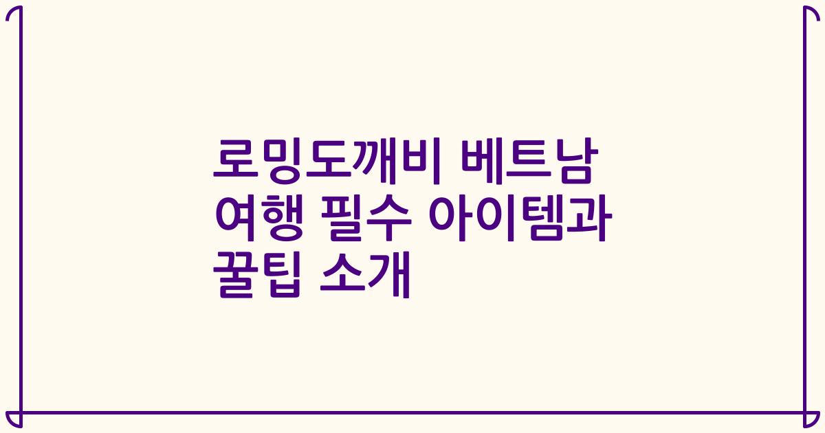 로밍도깨비 베트남 여행 필수 아이템과 꿀팁 소개